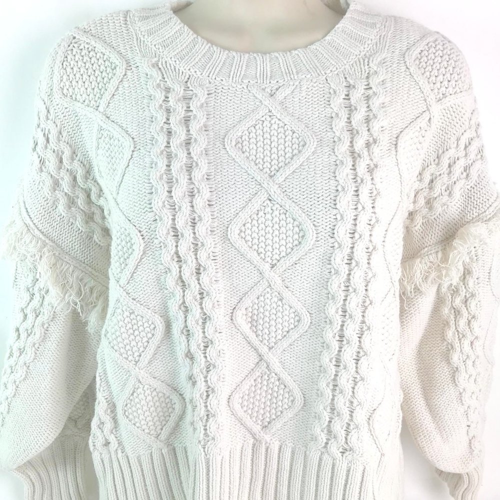 Warm and Thick Bone Cable Knit Cotton Sweater Top